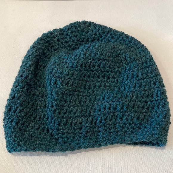 Hand Made Deep Sea Green Cotton Yarn Mens Beanie - Picture 4 of 7